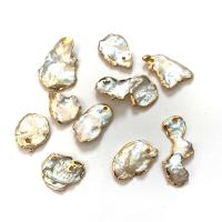 Slatkovodni Pearl Privjesci, s Cink Alloy, zlatna boja pozlaćen, modni nakit, bijel, 10-30mm, 5PC/Torba, Prodano By Torba