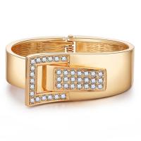 Zinc Alloy Bangle gold color plated for woman & with rhinestone Sold By Pair