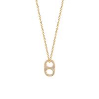 Titanium Steel Necklace, with 2.36 inch extender chain, gold color plated, for woman & with rhinestone & hollow, 9x15mm, Length:Approx 16.06 Inch, Sold By PC