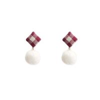 Boucles d'oreilles en alliage de zinc, avec Flocage de tissu & daimcuir suédé & Peluche, styles différents pour le choix & pour femme, couleur de café, Vendu par paire