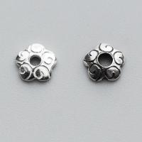 925 Sterling Silber Perlenkappe, Titanstahl, Blume, plattiert, keine, 5.50mm, verkauft von PC