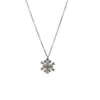 Titanium Steel Necklace, Snowflake, for woman & with rhinestone, original color, Length:Approx 15.74 Inch, Sold By PC