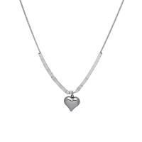 Титановые стали ожерелье, титан, с 2.36 inch наполнитель цепи, Сердце, Женский, оригинальный цвет, длина:Приблизительно 16.53 дюймовый, продается PC