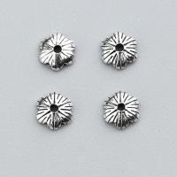 925 Sterling Silver Bead Caipín, Flower, airgid, 5.50mm, Poll:Thart 1.1mm, Díolta De réir PC