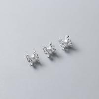 925 Sterling Silver Bead Cap, Flower, Dual Tip, silver color, 6.50x5.50mm, Sold By PC
