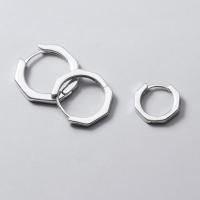 925 Sterling Silver Huggie Hoop Earring, Flower, different size for choice, silver color, Sold By Pair