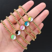 Brass Bracelet & Bangle, gold color plated, ying yang & for woman & enamel, more colors for choice, nickel, lead & cadmium free, Length:Approx 16-17 cm, Sold By PC