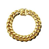 Stainless Steel Jewelry Bracelet 304 Stainless Steel gold color plated polished & for man Length Approx 8.66 Inch Sold By PC
