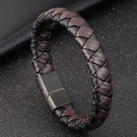 PU Leather Cord Bracelets Titanium Steel with PU Leather polished & for man Sold By PC