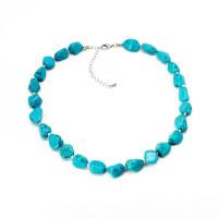 Fashion Turquoise Necklace, with Tibetan Style, for woman, blue, Length:52.5 cm, Sold By PC