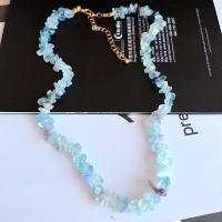 Natural Gemstone Necklace Zinc Alloy with Natural Fluorite plated for woman mixed colors Length Approx 45 cm Sold By PC