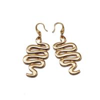 Boucles d'oreilles en alliage de zinc, serpent, pour femme, doré, 22x52mm, Vendu par paire
