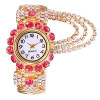 Reloj de Pulsera de Mujeres, aleación de zinc, con Vidrio & acero inoxidable, para mujer & con diamantes de imitación, más colores para la opción, 190x30x10mm, Vendido por UD