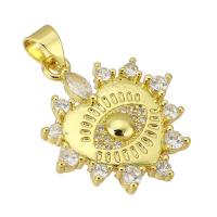 Cubic Zirconia Micro Pave Brass Pendant Heart gold color plated fashion jewelry & with eye pattern & DIY & micro pave cubic zirconia & for woman golden Approx 4mm Sold By Lot