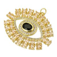 Cubic Zirconia Micro Pave Brass Pendant, gold color plated, fashion jewelry & DIY & micro pave cubic zirconia & for woman, golden, 41x32x4mm, Hole:Approx 4mm, 5PCs/Lot, Sold By Lot