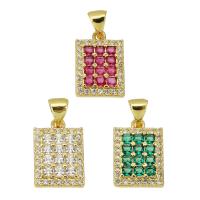 Cubic Zirconia Micro Pave Brass Pendant Rectangle gold color plated fashion jewelry & DIY & micro pave cubic zirconia & for woman Approx 5mm Sold By Lot
