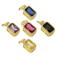 Cubic Zirconia Brass Pendants, Rectangle, gold color plated, fashion jewelry & DIY & for woman & with cubic zirconia, more colors for choice, 5x9x3mm, Hole:Approx 2mm, 10PCs/Lot, Sold By Lot