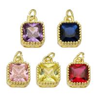 Cubic Zirconia Brass Pendants Square gold color plated fashion jewelry & DIY & for woman & with cubic zirconia Approx 2mm Sold By Lot