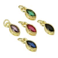 Cubic Zirconia Brass Pendants, Horse Eye, gold color plated, fashion jewelry & DIY & for woman & with cubic zirconia, more colors for choice, 4x9x4mm, Hole:Approx 2mm, 10PCs/Lot, Sold By Lot