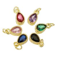 Cubic Zirconia Brass Pendants Teardrop gold color plated fashion jewelry & DIY & for woman & with cubic zirconia Approx 3mm Sold By Lot