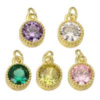 Cubic Zirconia Brass Pendants Round gold color plated fashion jewelry & DIY & for woman & with cubic zirconia Approx 2mm Sold By Lot