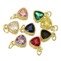 Cubic Zirconia Brass Pendants, Triangle, gold color plated, fashion jewelry & DIY & for woman & with cubic zirconia, more colors for choice, 7x9x4mm, Hole:Approx 2mm, 10PCs/Lot, Sold By Lot