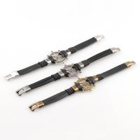 PU Leather Cord Bracelets, stainless steel interlock buckle, plated, fashion jewelry, more colors for choice, Length:21 cm, Sold By PC