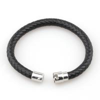 PU Leather Cord Bracelets, stainless steel interlock buckle, silver color plated, fashion jewelry & woven pattern, more colors for choice, Length:21 cm, Sold By PC