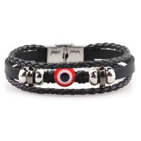 PU Leather Cord Bracelets with Resin & Stainless Steel plated fashion jewelry Length 21 cm Sold By PC