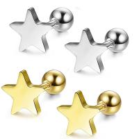 Stainless Steel Ear Piercing Jewelry, Star, plated, fashion jewelry, more colors for choice, 1*6*6+3mm, Sold By PC