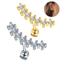 Stainless Steel Ear Piercing Jewelry plated fashion jewelry & micro pave 7 pcs cubic zirconia Sold By PC