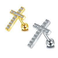 Stainless Steel Ear Piercing Jewelry plated fashion jewelry & micro pave cubic zirconia Sold By PC