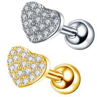 Stainless Steel Ear Piercing Jewelry, plated, fashion jewelry & micro pave cubic zirconia, more colors for choice, Sold By PC