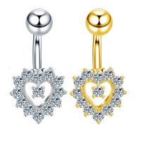 Stainless Steel Belly Ring plated fashion jewelry & micro pave cubic zirconia Sold By PC