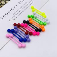 Stainless Steel Tongue Ring, stoving varnish, fashion jewelry, more colors for choice, 1.40x19x5mm, Sold By PC