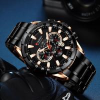 Curren® män smycken Watch, ROSTFRITT STÅL, med Glas & Zink Alloy, rostfritt stål stift spänne, Rund, plated, för människan & vattentät, fler färger för val, 240x48x14mm, Säljs av PC