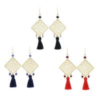 Mode-Fringe-Ohrringe, Messing, Messing Haken, goldfarben plattiert, für Frau, keine, 23x65mm, verkauft von Paar