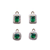 Cubic Zirconia Micro Pave Brass Pendant, with Glass, gold color plated, different styles for choice & micro pave cubic zirconia, green, nickel, lead & cadmium free, 9mm,8x10mm, Sold By PC