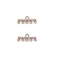 Cubic Zirconia Micro Pave Brass Connector, gold color plated, DIY & micro pave cubic zirconia & 1/5 loop, golden, nickel, lead & cadmium free, 7x16mm, Sold By PC