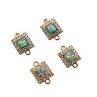 Brass Jewelry Connector with Resin Square gold color plated DIY & micro pave cubic zirconia nickel lead & cadmium free Sold By PC