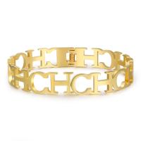Titanium Steel Bracelet & Bangle Alphabet Letter plated for woman & hollow 10mm 64mm Sold By PC