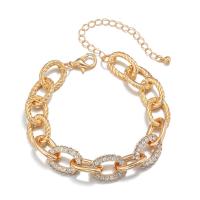 Tibetan Style Bracelet, with 2.75inch extender chain, gold color plated, oval chain & for woman & with rhinestone, nickel, lead & cadmium free, 20mm, Length:Approx 7.8 Inch, Sold By PC