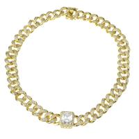 Cubic Zircon Micro Pave Brass Necklace gold color plated micro pave cubic zirconia Length Approx 16 Inch Sold By PC
