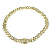 Cubic Zircon Micro Pave Brass Necklace, gold color plated, micro pave cubic zirconia, Length:Approx 16 Inch, Sold By PC