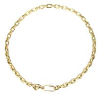Cubic Zircon Micro Pave Brass Necklace, gold color plated, micro pave cubic zirconia, Length:Approx 24 Inch, Sold By PC