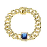 Cubic Zirconia Micro Pave Brass Bracelet, gold color plated, micro pave cubic zirconia, Length:Approx 8 Inch, Sold By PC