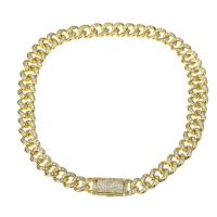 Cubic Zircon Micro Pave Brass Necklace, gold color plated, micro pave cubic zirconia, Length:Approx 17 Inch, Sold By PC