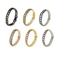 Cubic Zirconia Micro Pave Brass Bracelet, plated, micro pave cubic zirconia, more colors for choice, Length:Approx 7.6 Inch, Sold By PC