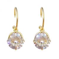 Rhinestone Earring Zinc Alloy fashion jewelry & for woman & with rhinestone golden nickel lead & cadmium free Sold By Pair