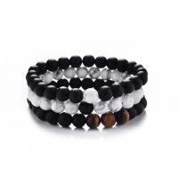 Gemstone Bracelets, Natural Stone, different materials for choice & Unisex & anti-fatigue, 8mm, Sold Per Approx 7.48 Inch Strand